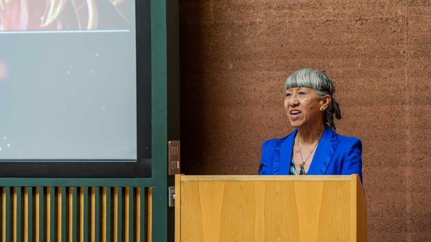 Judy Ling Wong on stage at CAT's Graduation Ceremony 2023